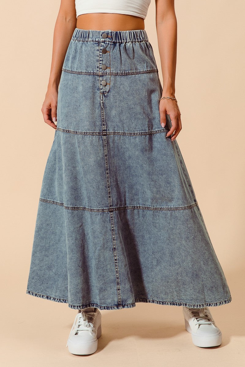 Lexcie Denim Tiered Skirt