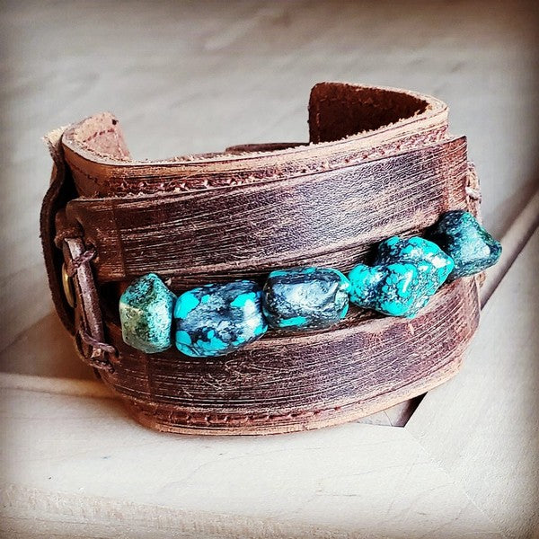 Wide Cuff with African Turquoise Chunks